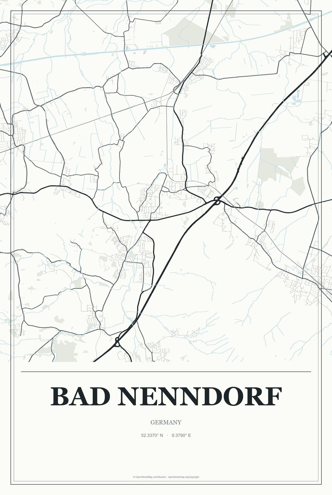 Bad Nenndorf, Germany City Map Aluminum Sign in Gallery Air style