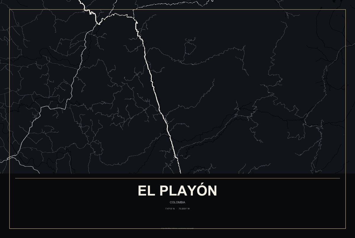 El Playón, Colombia City Map Aluminum Sign in Metropolitan Noir style