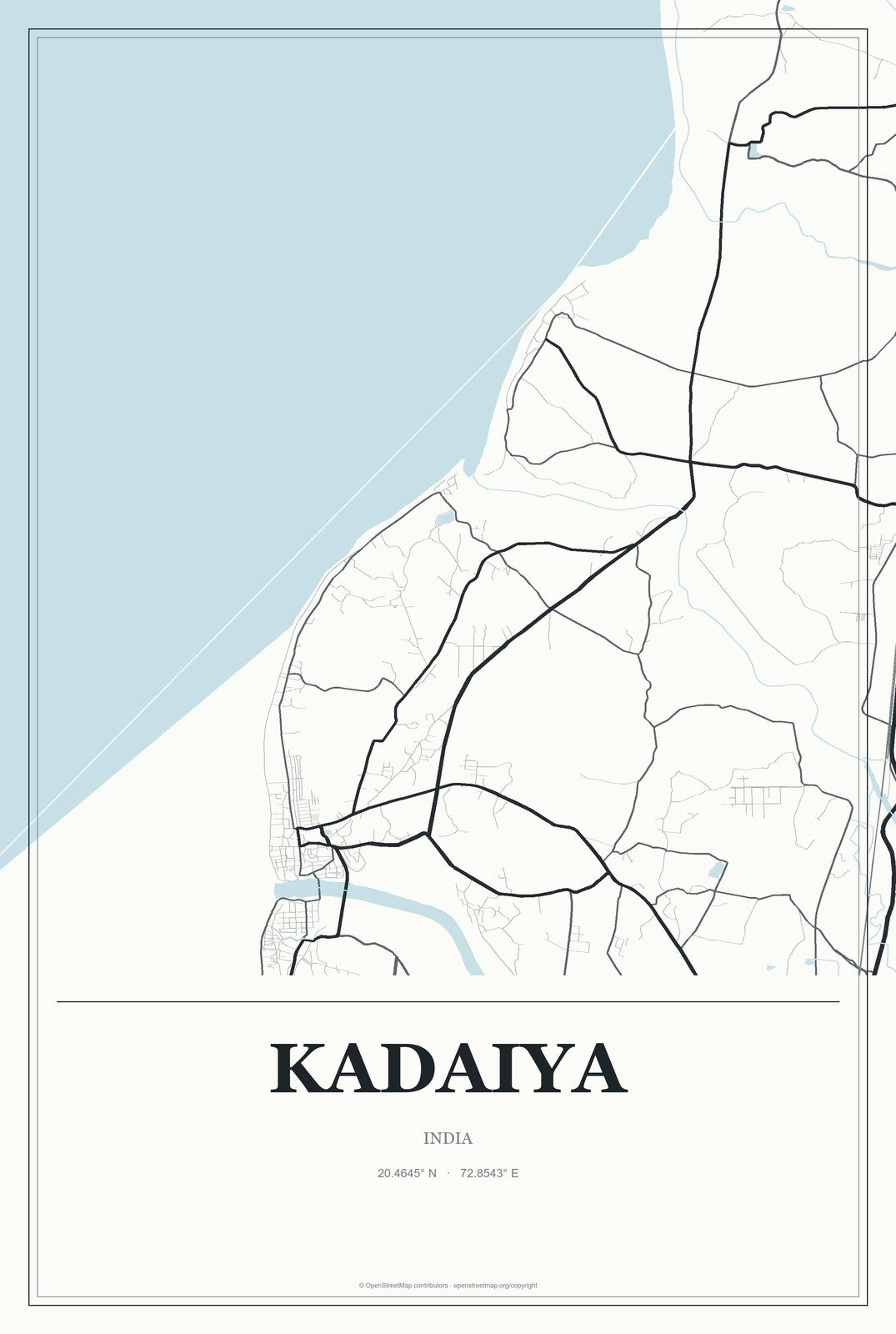 Kadaiya, India City Map Aluminum Sign in Gallery Air style
