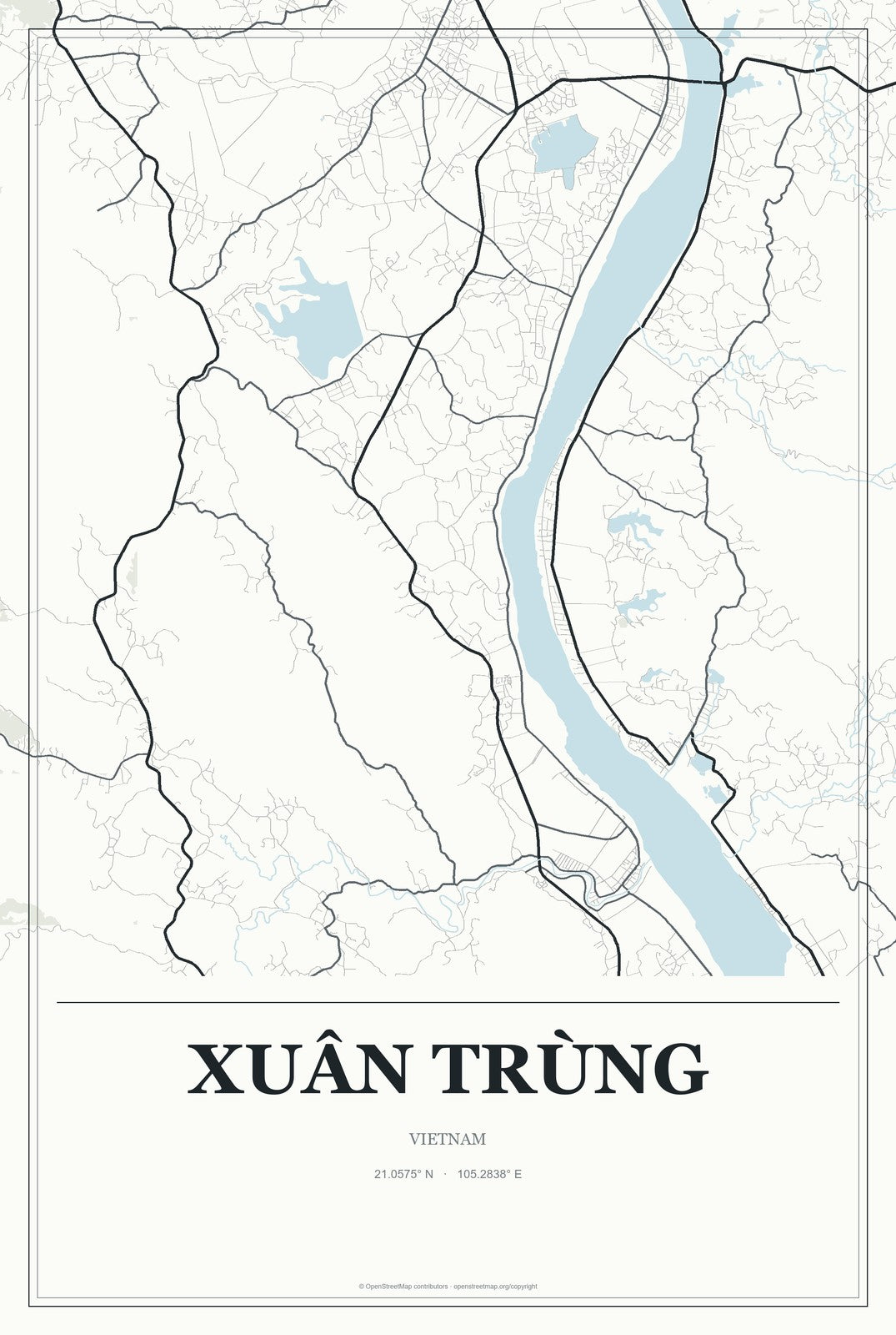 Xuân Trùng, Vietnam City Map Aluminum Sign in Gallery Air style