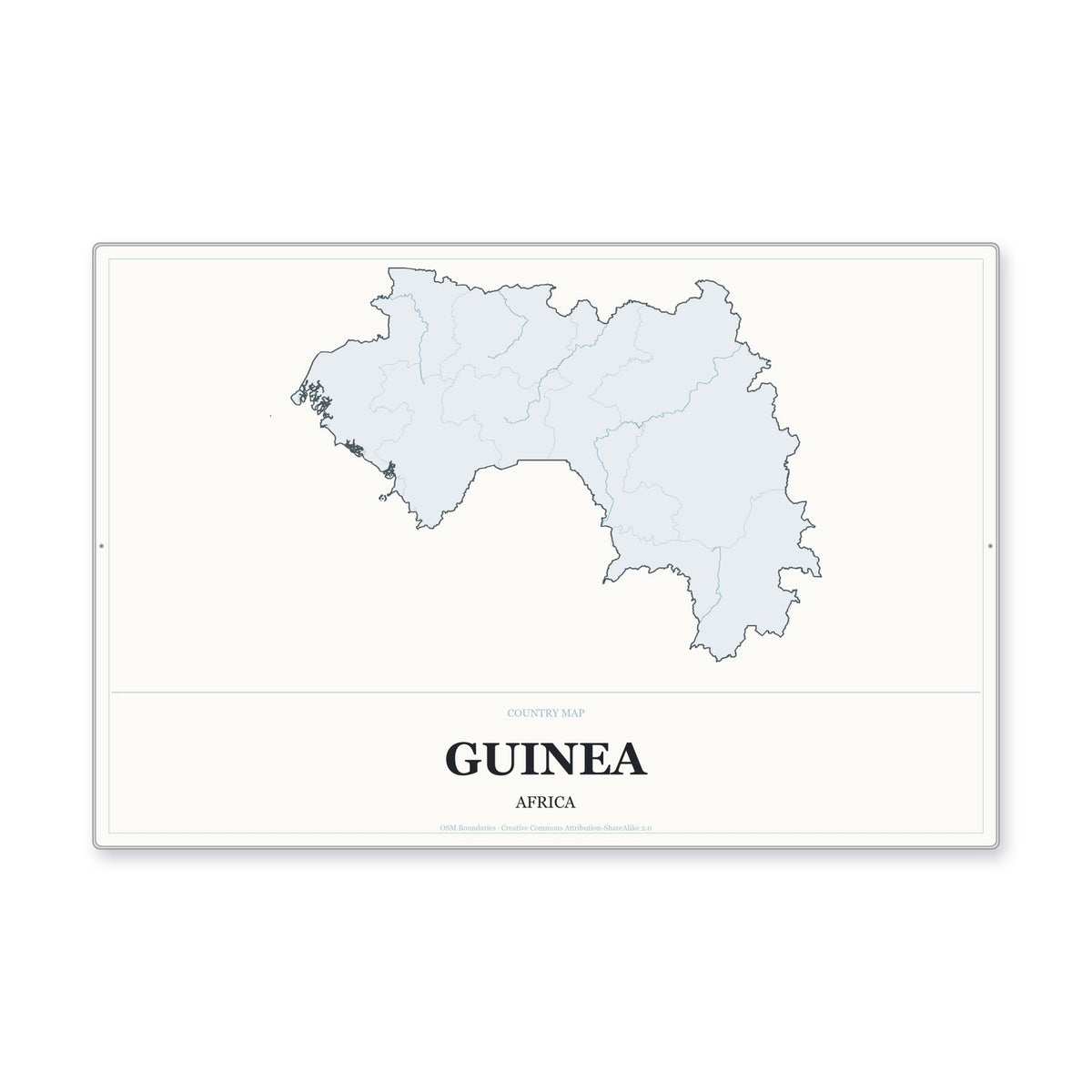 Guinea Country Map Aluminum Sign in Gallery Air style