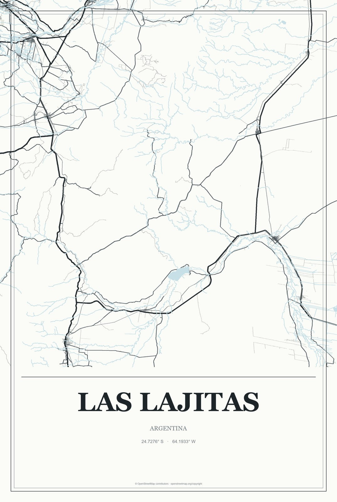 Las Lajitas, Argentina City Map Aluminum Sign in Gallery Air style