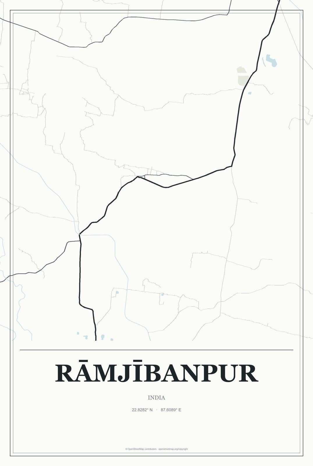 Rāmjībanpur, India City Map Aluminum Sign in Gallery Air style