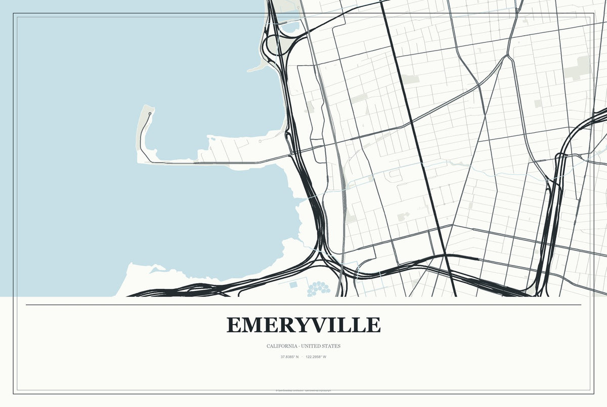 Emeryville, California City Map Aluminum Sign in Gallery Air style