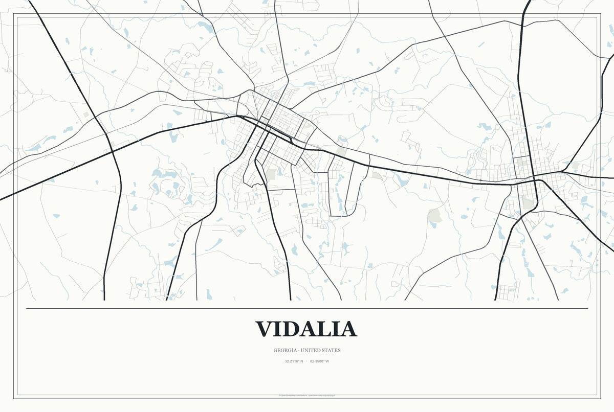 Vidalia, Georgia City Map Aluminum Sign in Gallery Air style