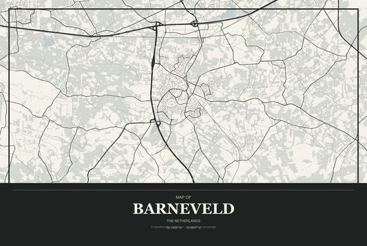Barneveld, The Netherlands City Map Aluminum Sign in Museum Plaque style
