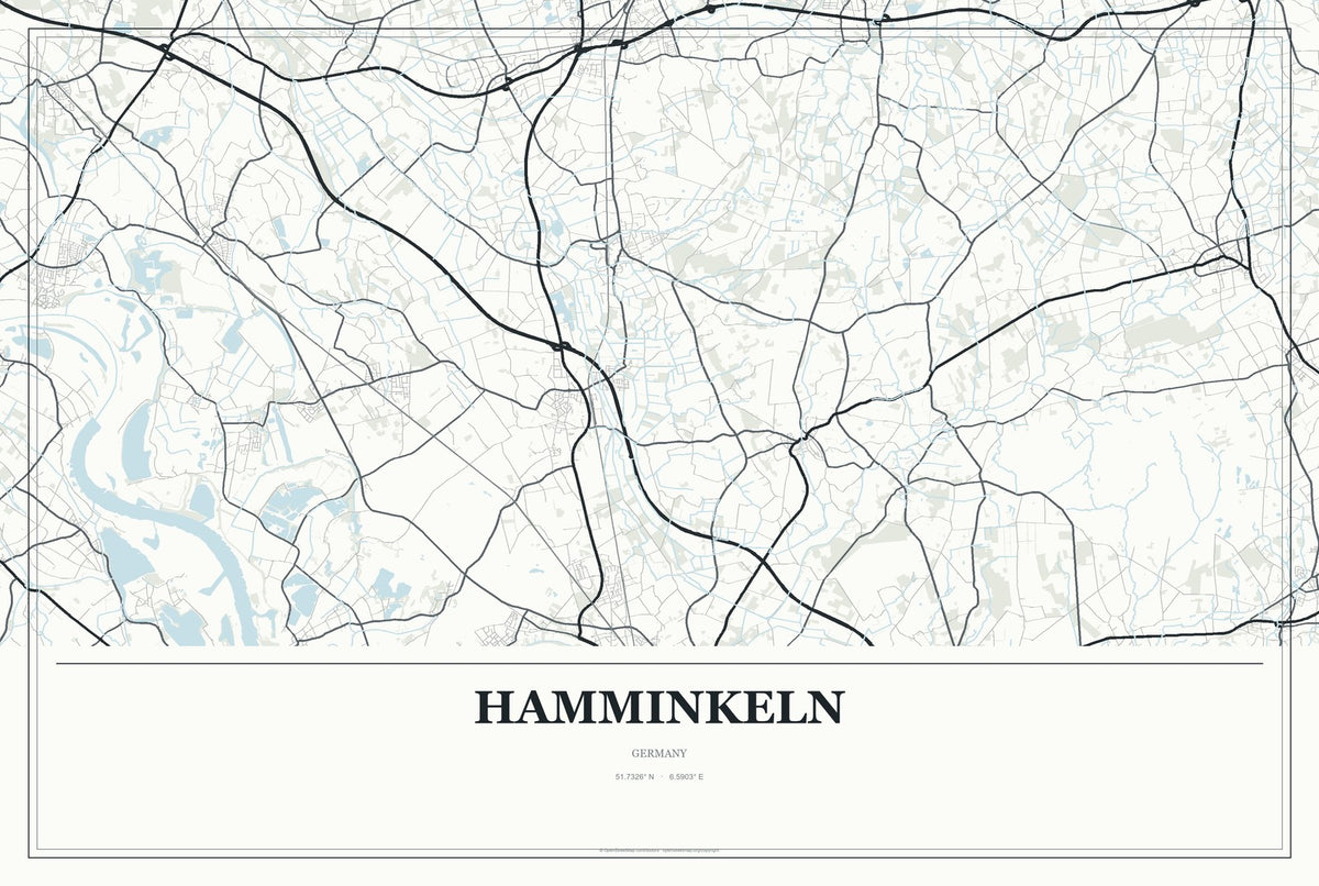 Hamminkeln, Germany City Map Aluminum Sign in Gallery Air style