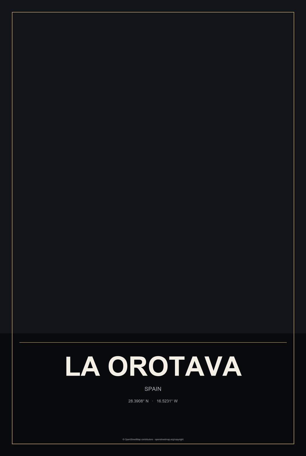 La Orotava, Spain City Map Aluminum Sign in Metropolitan Noir style