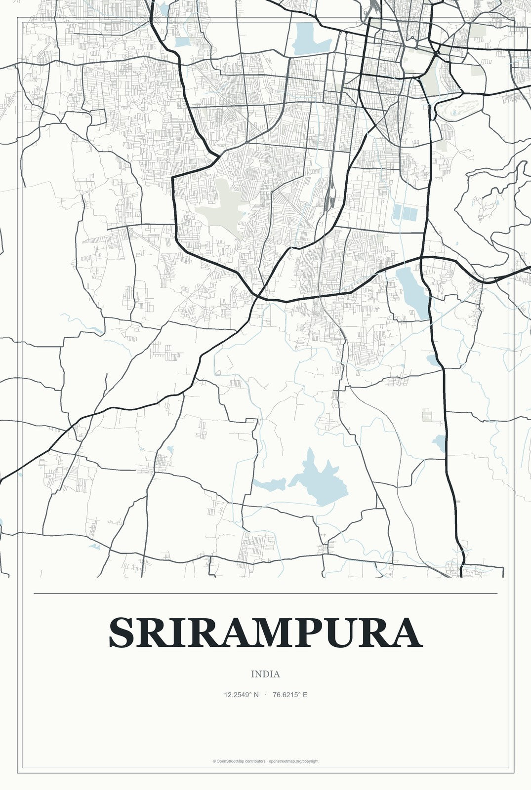 Srirampura, India City Map Aluminum Sign in Gallery Air style