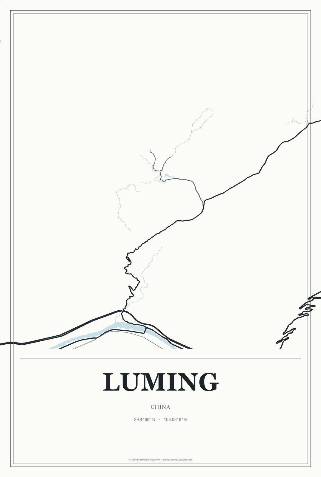 Luming, China City Map Aluminum Sign in Gallery Air style