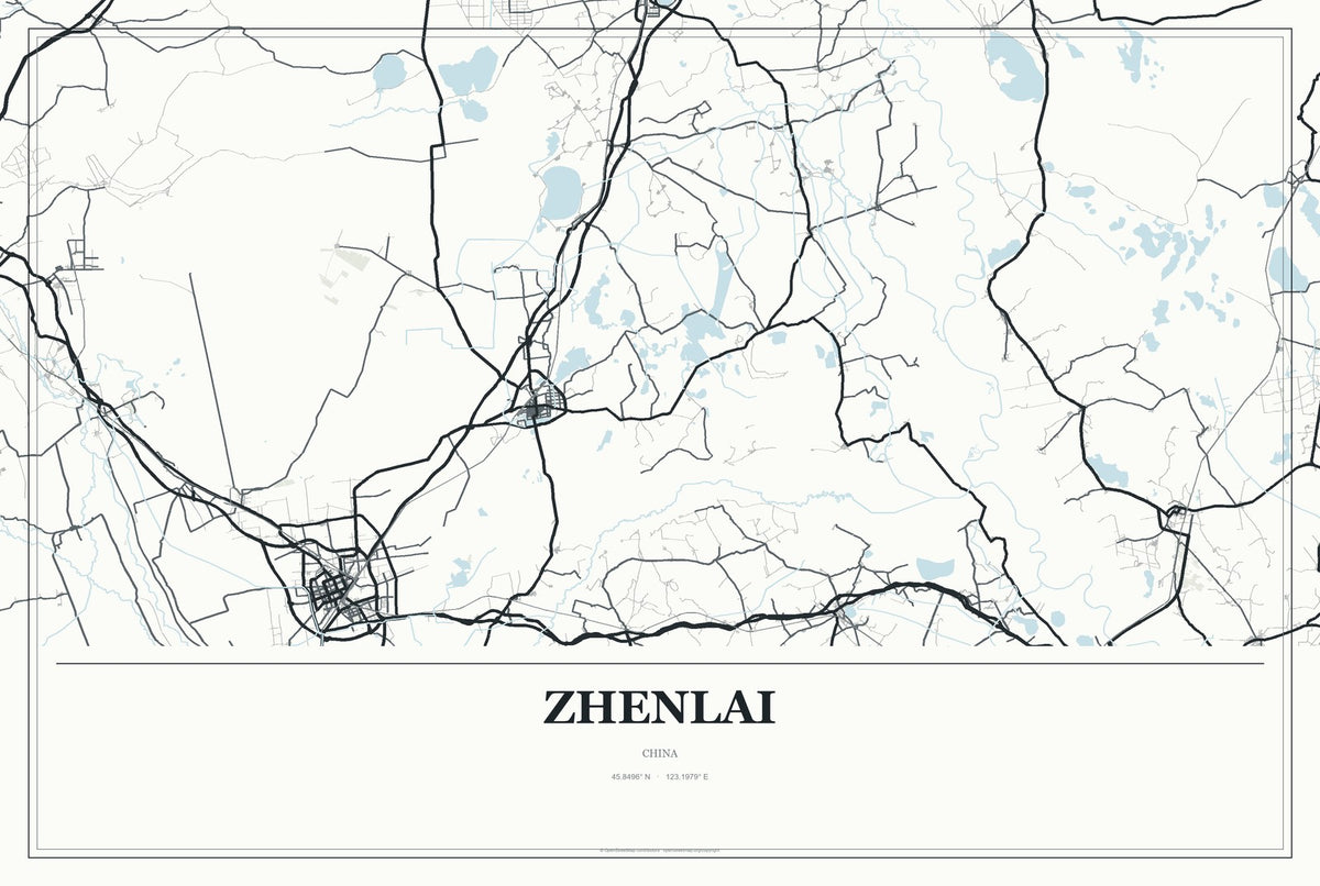 Zhenlai, China City Map Aluminum Sign in Gallery Air style