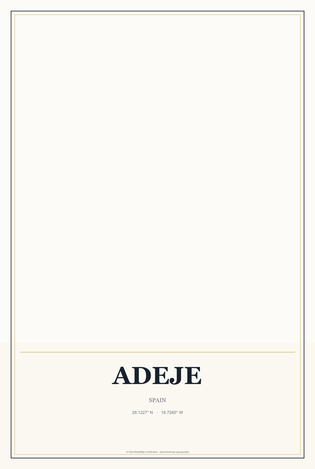 Adeje, Spain City Map Aluminum Sign in Citrine Modern style
