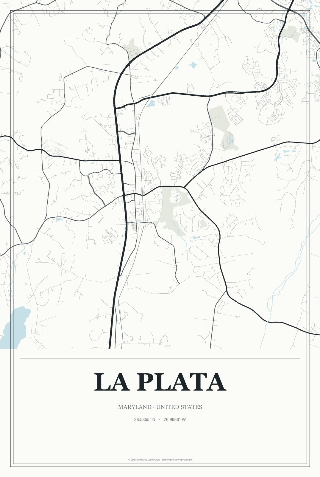 La Plata, Maryland City Map Aluminum Sign in Gallery Air style