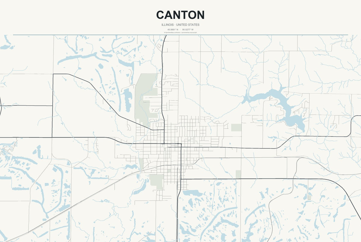 Canton, Illinois City Map Aluminum Sign in Headline Atlas style