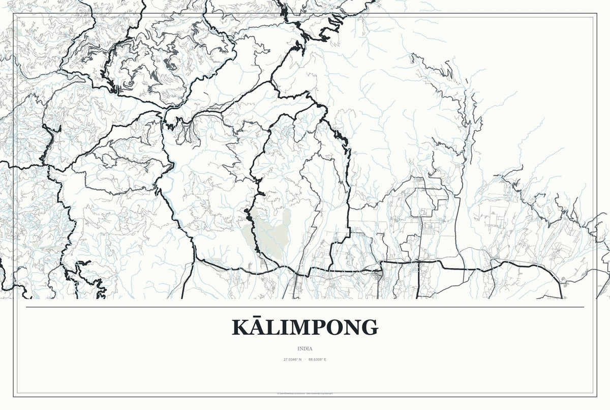 Kālimpong, India City Map Aluminum Sign in Gallery Air style