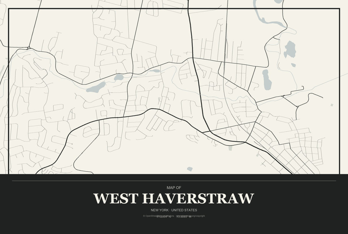 West Haverstraw, New York City Map Aluminum Sign in Museum Plaque style