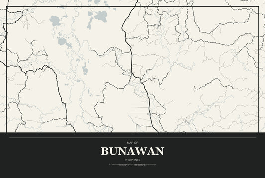 Bunawan, Philippines City Map Aluminum Sign in Museum Plaque style