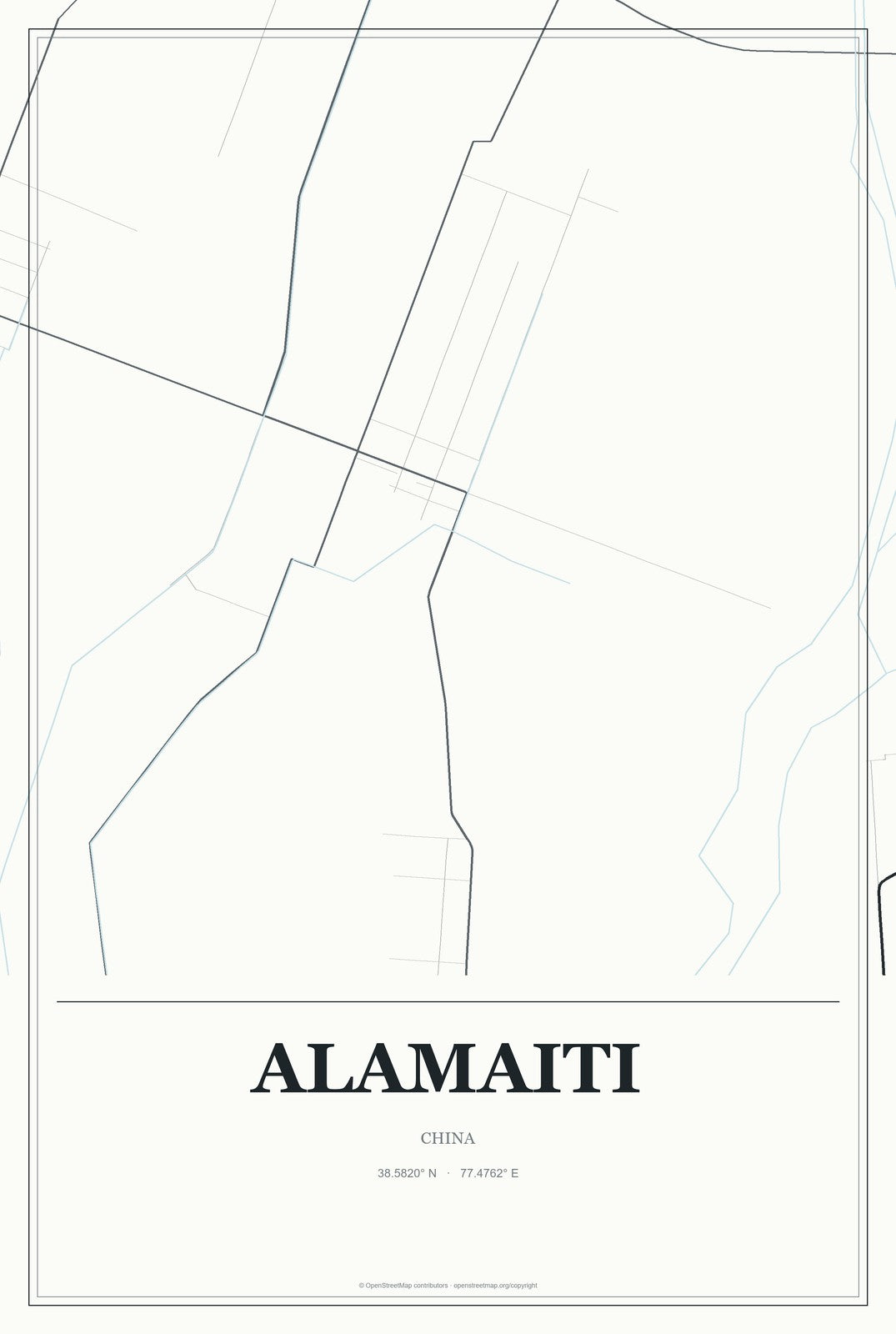 Alamaiti, China City Map Aluminum Sign in Gallery Air style