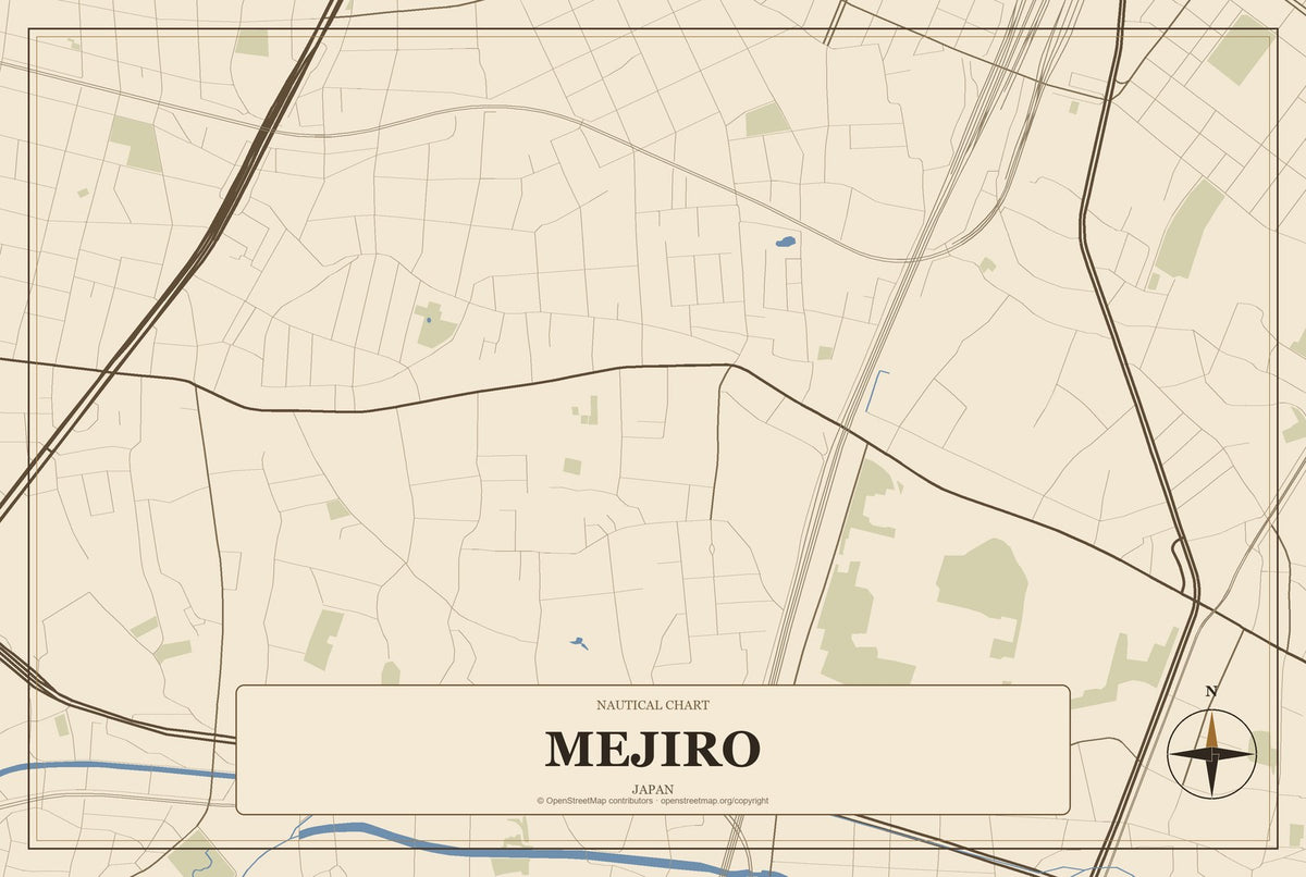 Mejiro, Japan City Map Aluminum Sign in Heritage Nautical style