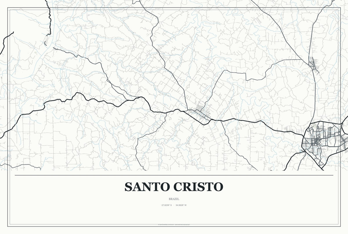 Santo Cristo, Brazil City Map Aluminum Sign in Gallery Air style
