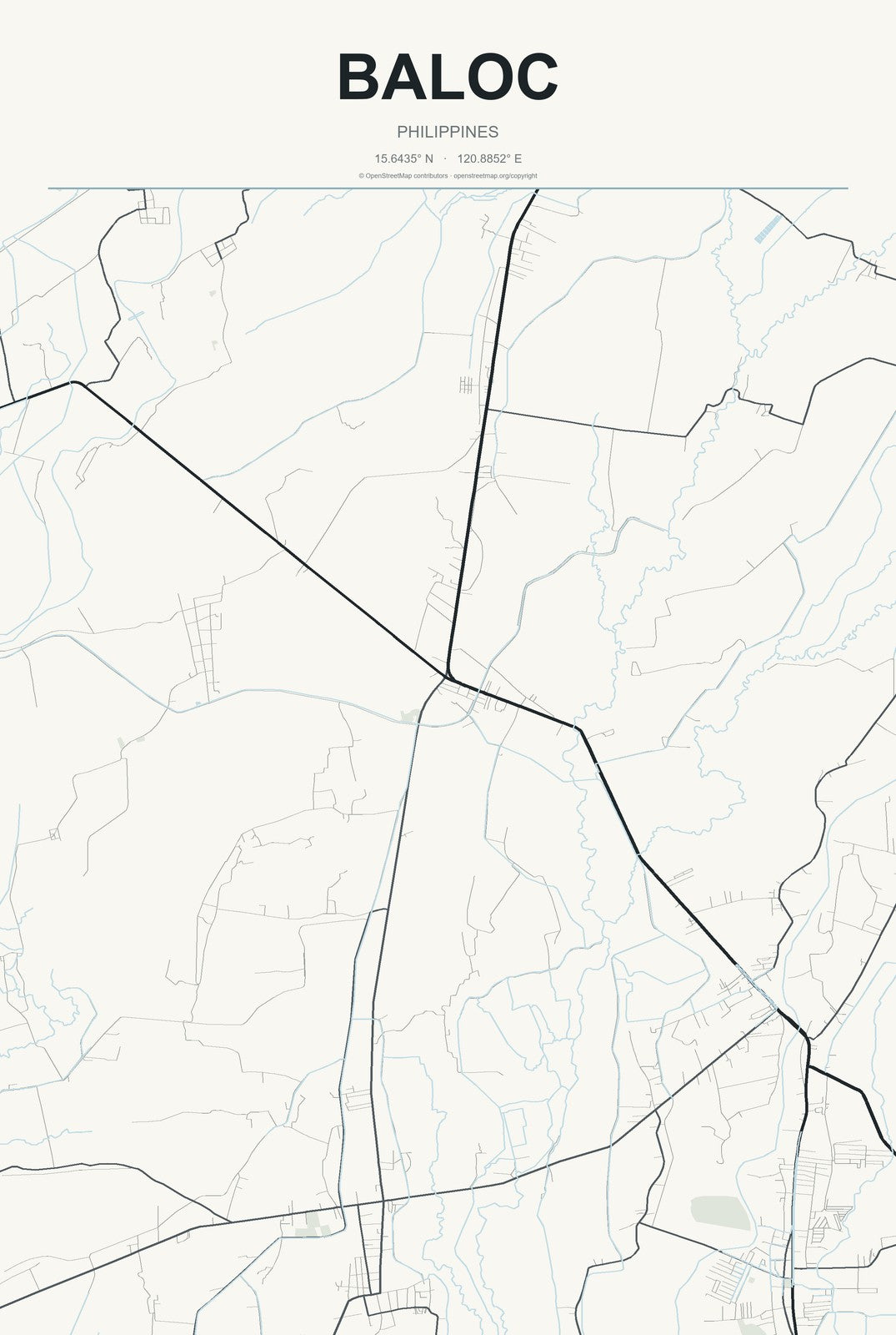 Baloc, Philippines City Map Aluminum Sign in Headline Atlas style