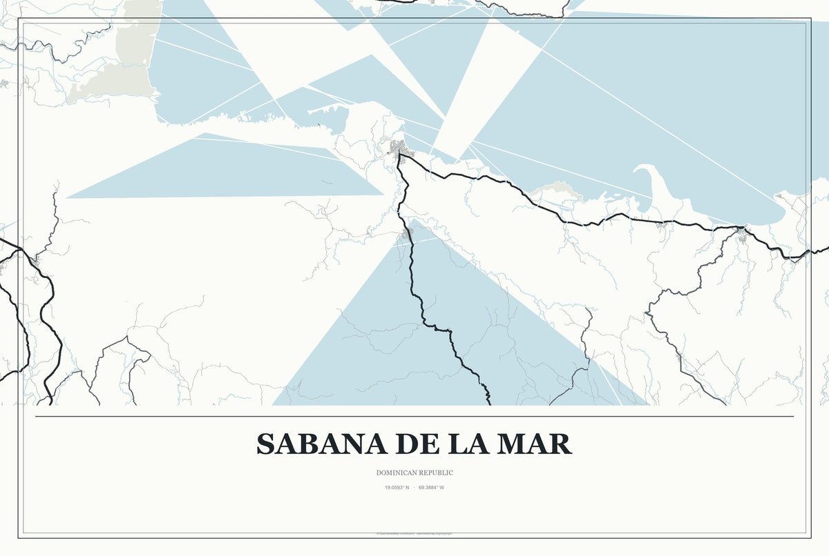 Sabana de la Mar, Dominican Republic City Map Aluminum Sign in Gallery Air style