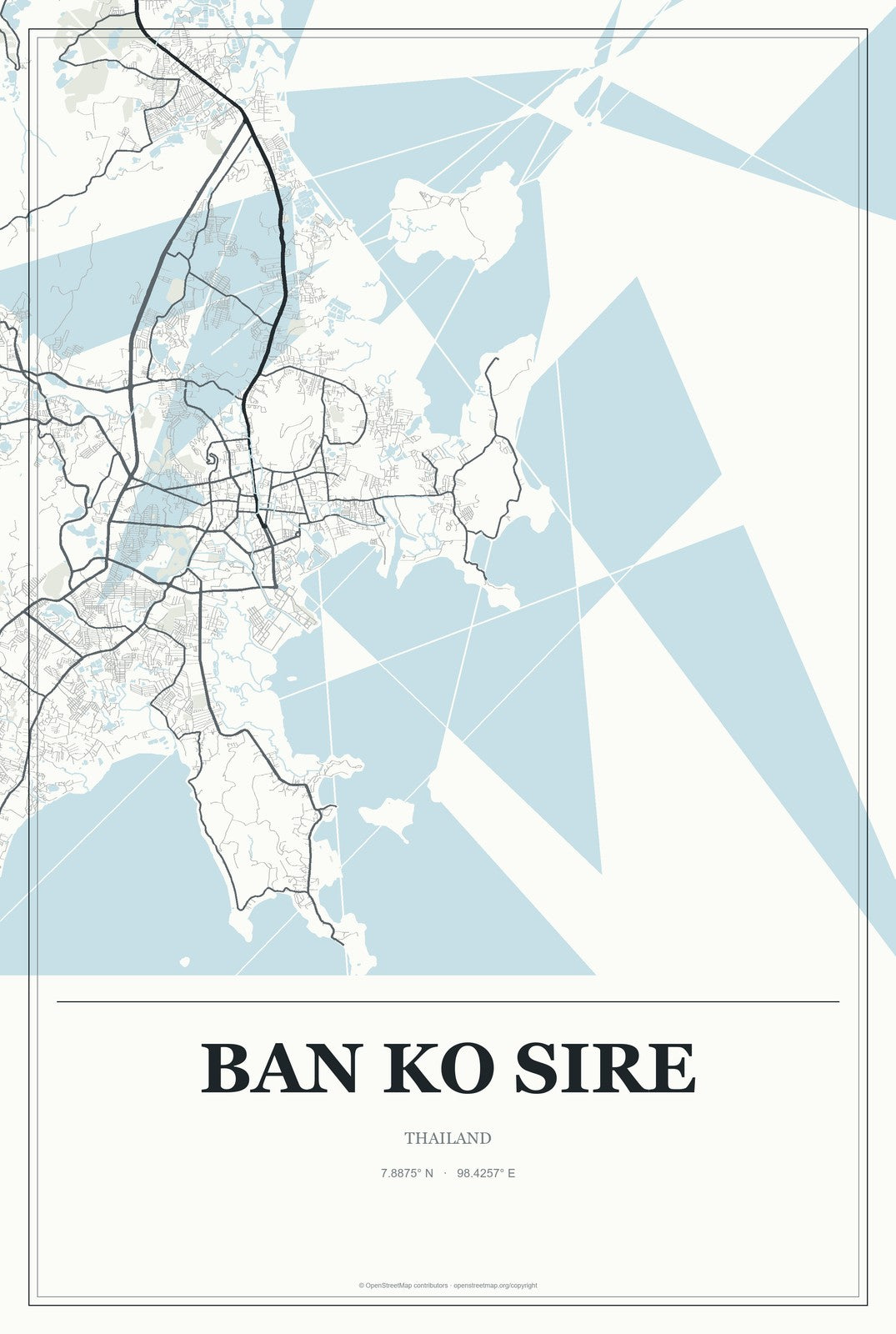 Ban Ko Sire, Thailand City Map Aluminum Sign in Gallery Air style