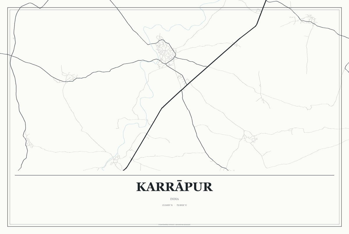 Karrāpur, India City Map Aluminum Sign in Gallery Air style