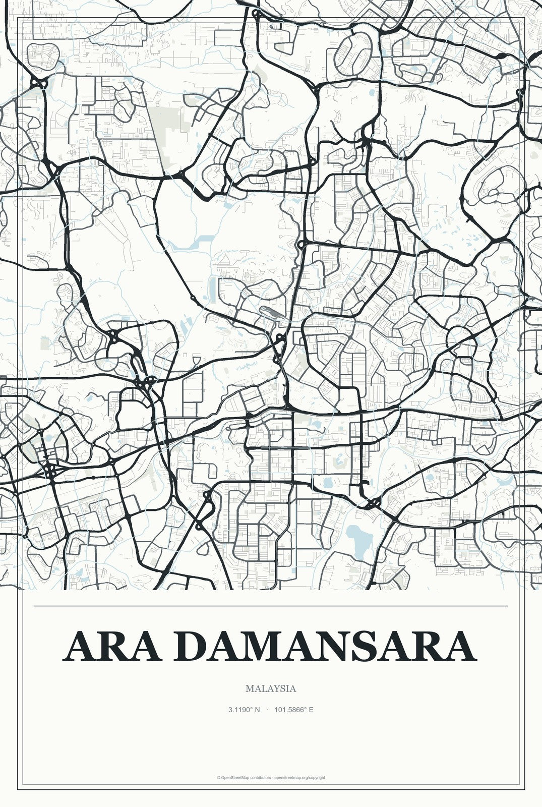 Ara Damansara, Malaysia City Map Aluminum Sign in Gallery Air style
