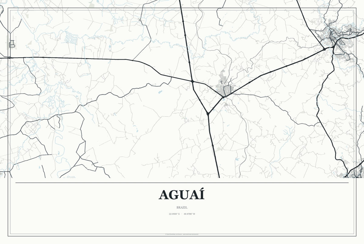 Aguaí, Brazil City Map Aluminum Sign in Gallery Air style