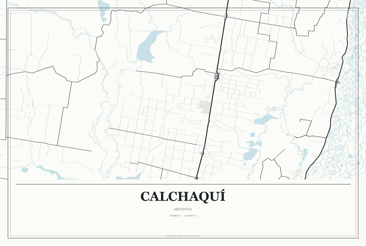 Calchaquí, Argentina City Map Aluminum Sign in Gallery Air style