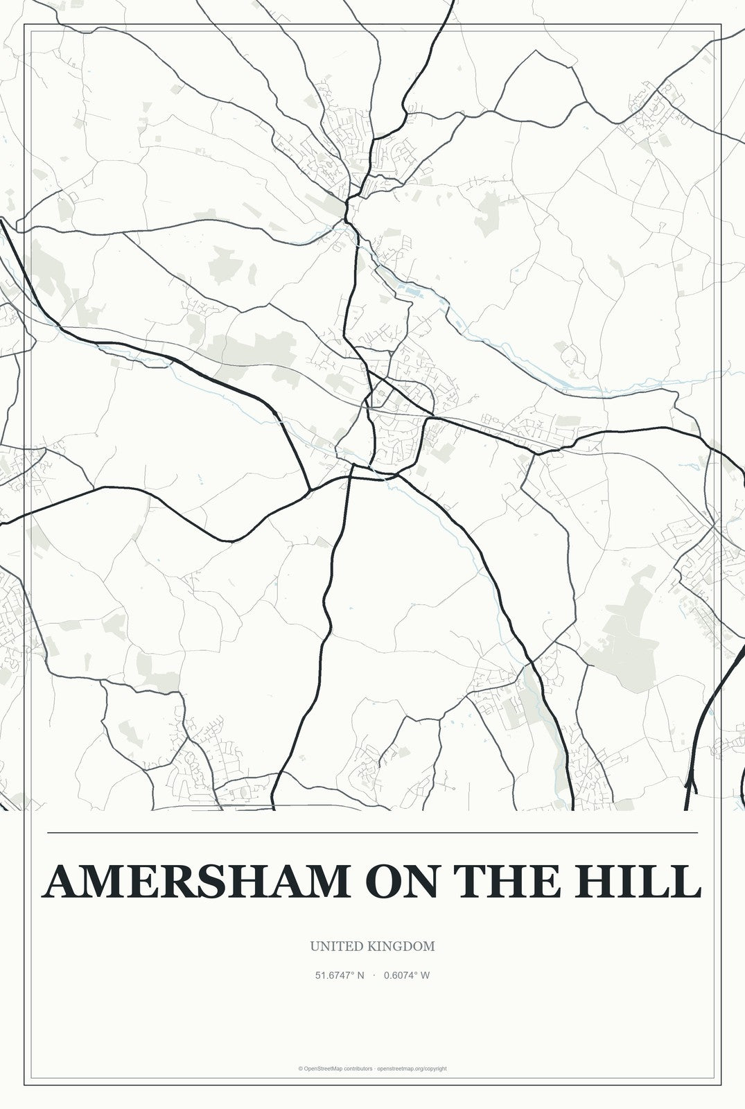 Amersham on the Hill, United Kingdom City Map Aluminum Sign in Gallery Air style