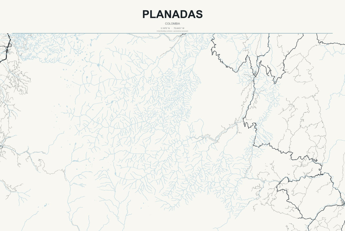 Planadas, Colombia City Map Aluminum Sign in Headline Atlas style