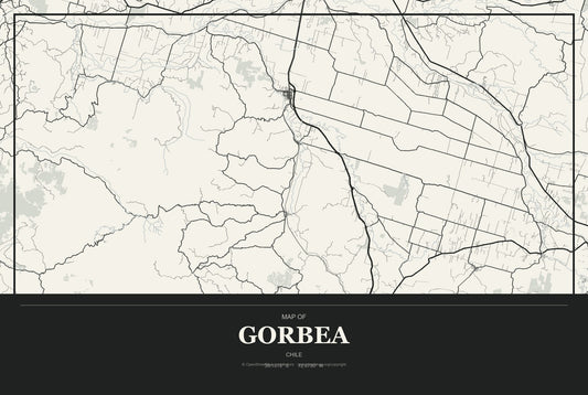Gorbea, Chile City Map Aluminum Sign in Museum Plaque style