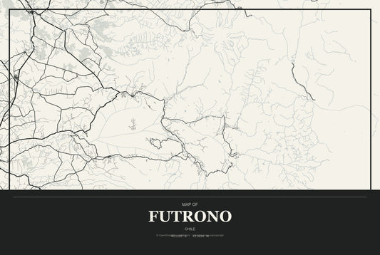 Futrono, Chile City Map Aluminum Sign in Museum Plaque style