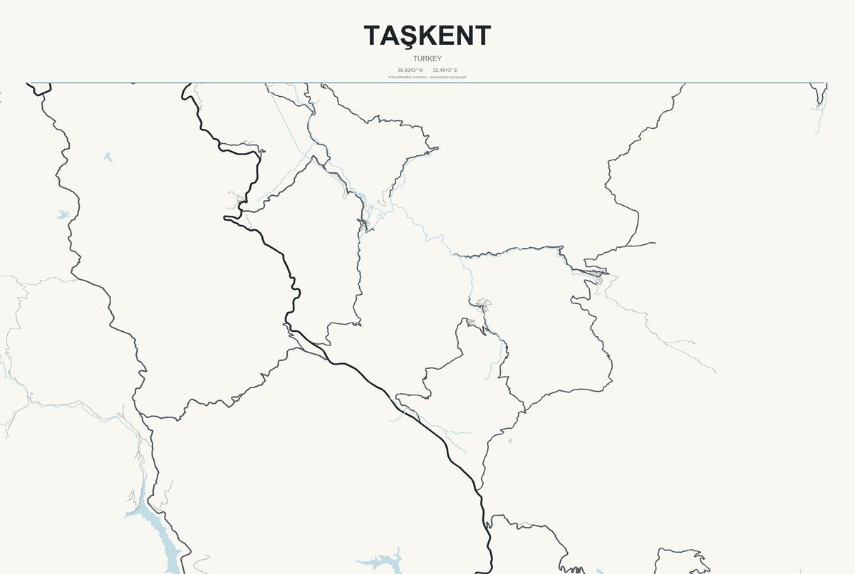 Taşkent, Turkey City Map Aluminum Sign in Headline Atlas style