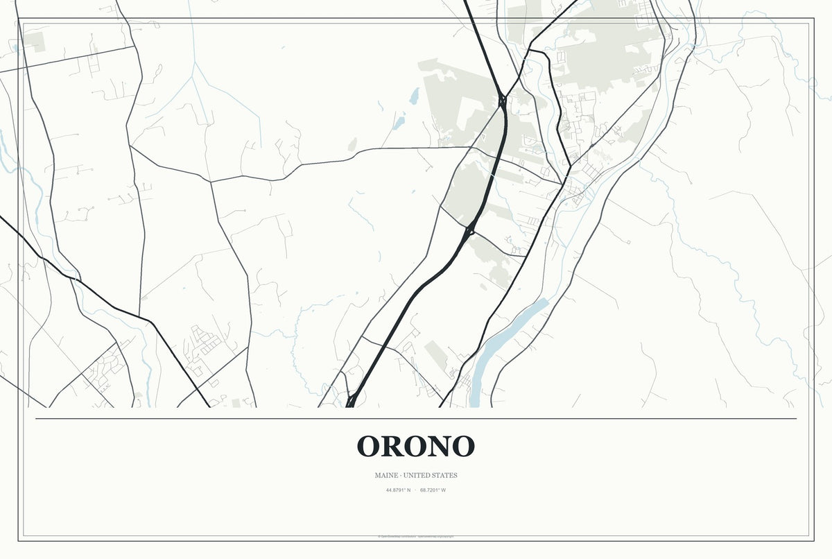 Orono, Maine City Map Aluminum Sign in Gallery Air style
