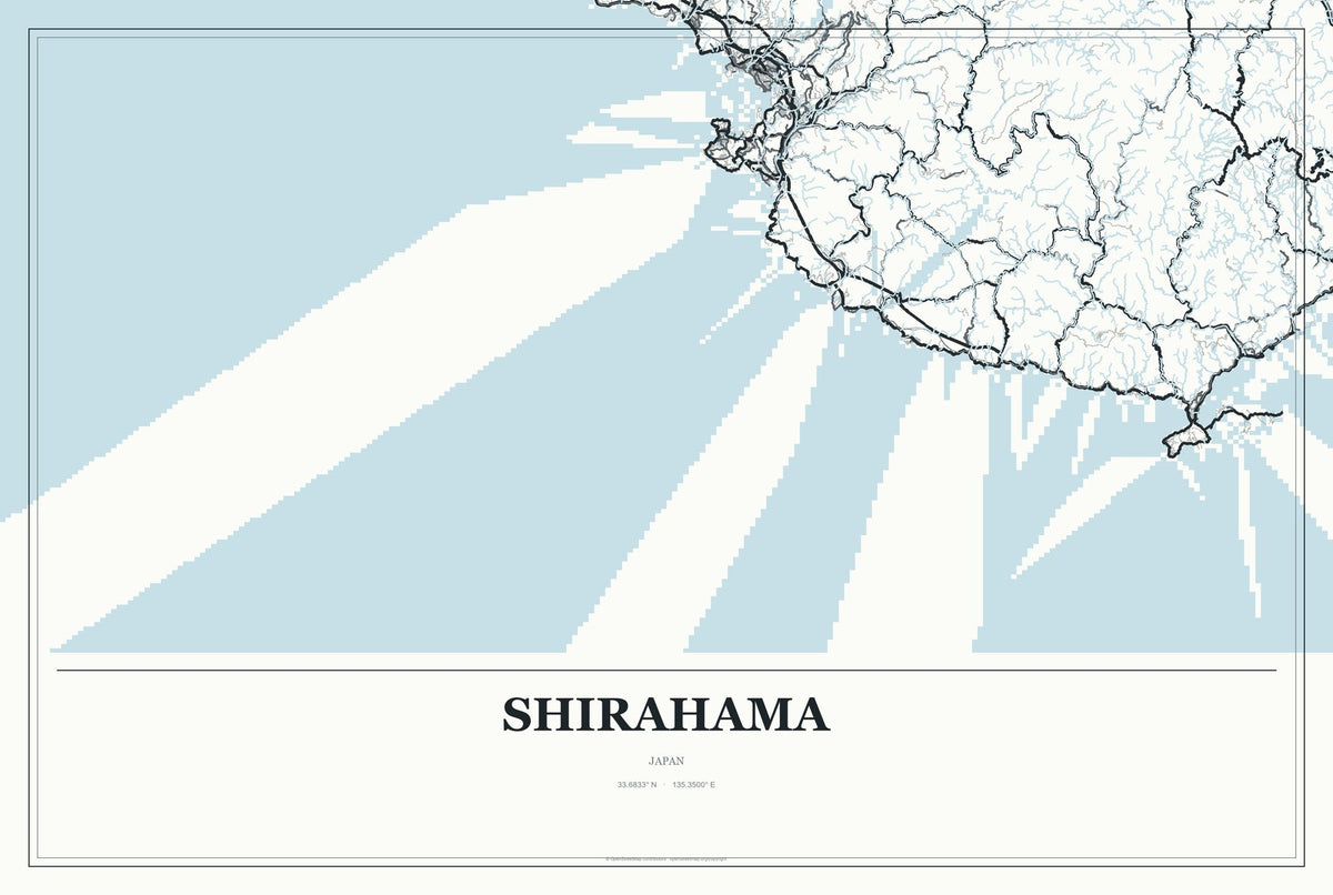 Shirahama, Japan City Map Aluminum Sign in Gallery Air style