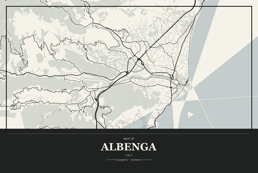 Albenga, Italy City Map Aluminum Sign in Museum Plaque style