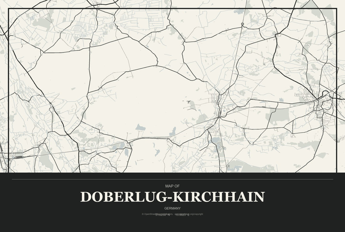 Doberlug-Kirchhain, Germany City Map Aluminum Sign in Museum Plaque style