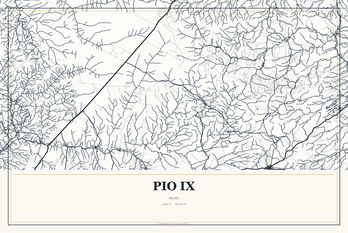 Pio IX, Brazil City Map Aluminum Sign in Citrine Modern style