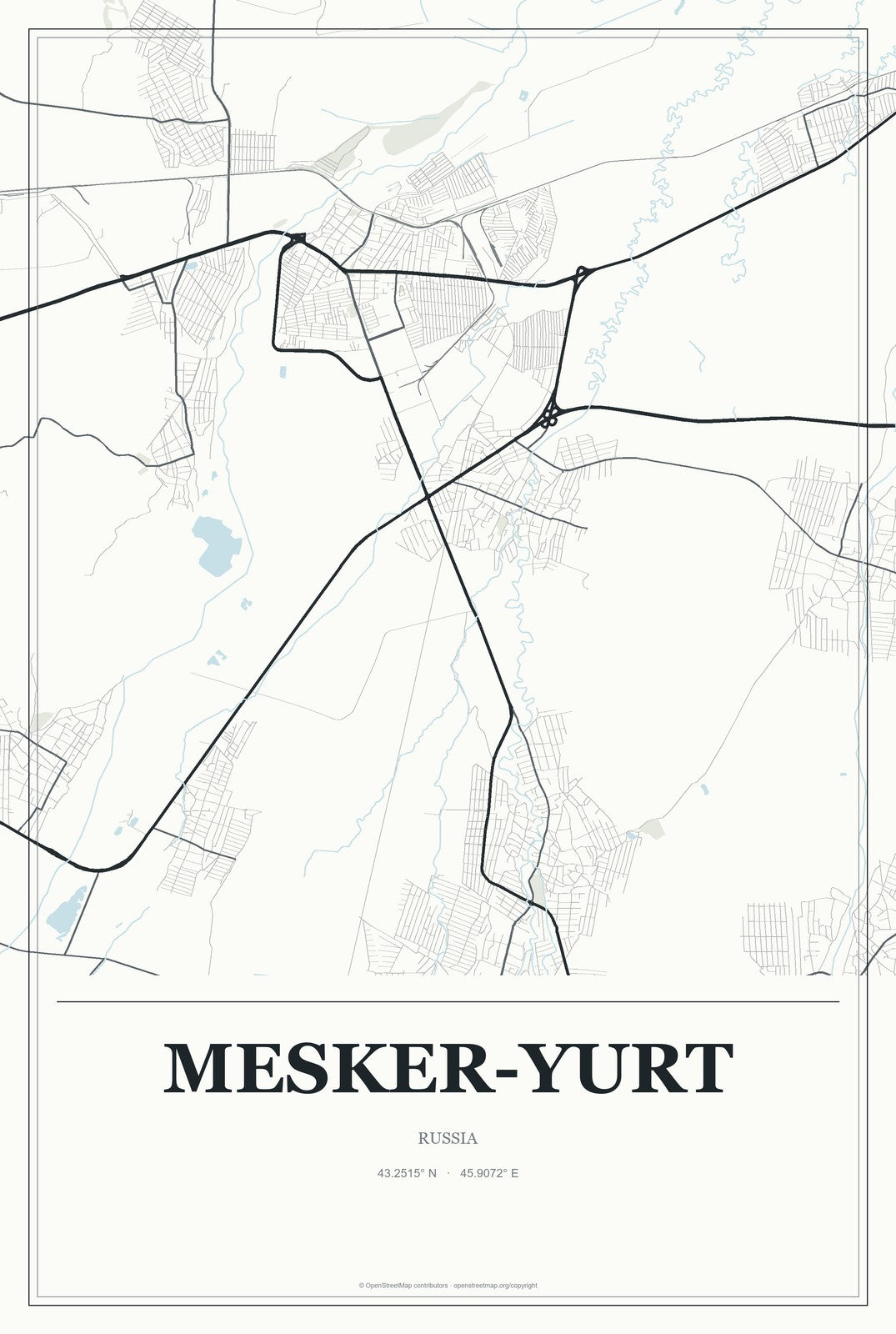 Mesker-Yurt, Russia City Map Aluminum Sign in Gallery Air style