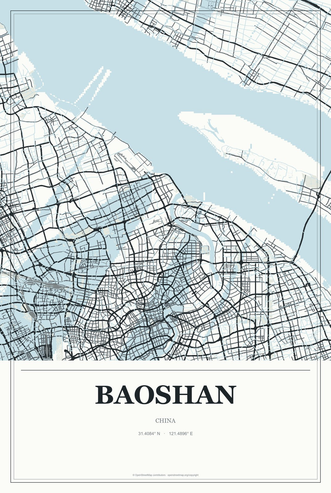 Baoshan, Heilongjiang, China City Map Aluminum Sign in Gallery Air style