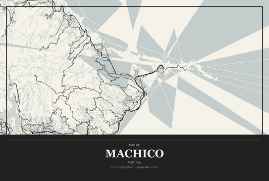 Machico, Portugal City Map Aluminum Sign in Museum Plaque style