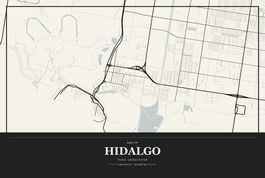 Hidalgo, Texas City Map Aluminum Sign in Museum Plaque style