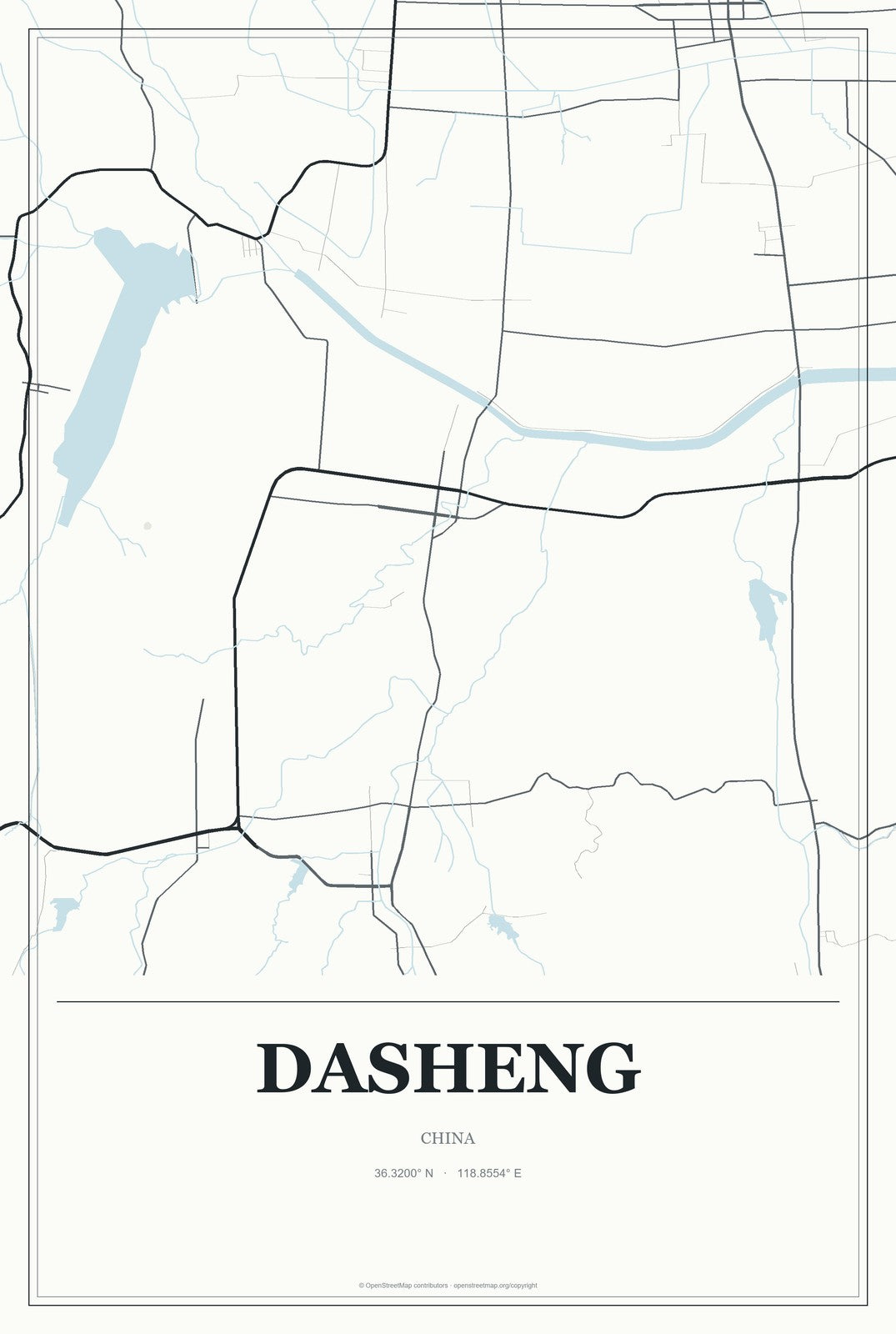 Dasheng, Chongqing, China City Map Aluminum Sign in Gallery Air style