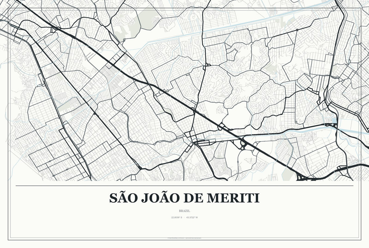 São João de Meriti, Brazil City Map Aluminum Sign in Gallery Air style