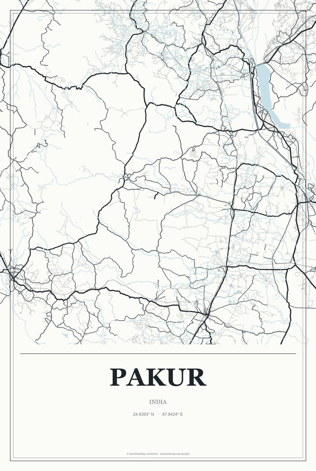 Pakur, India City Map Aluminum Sign in Gallery Air style