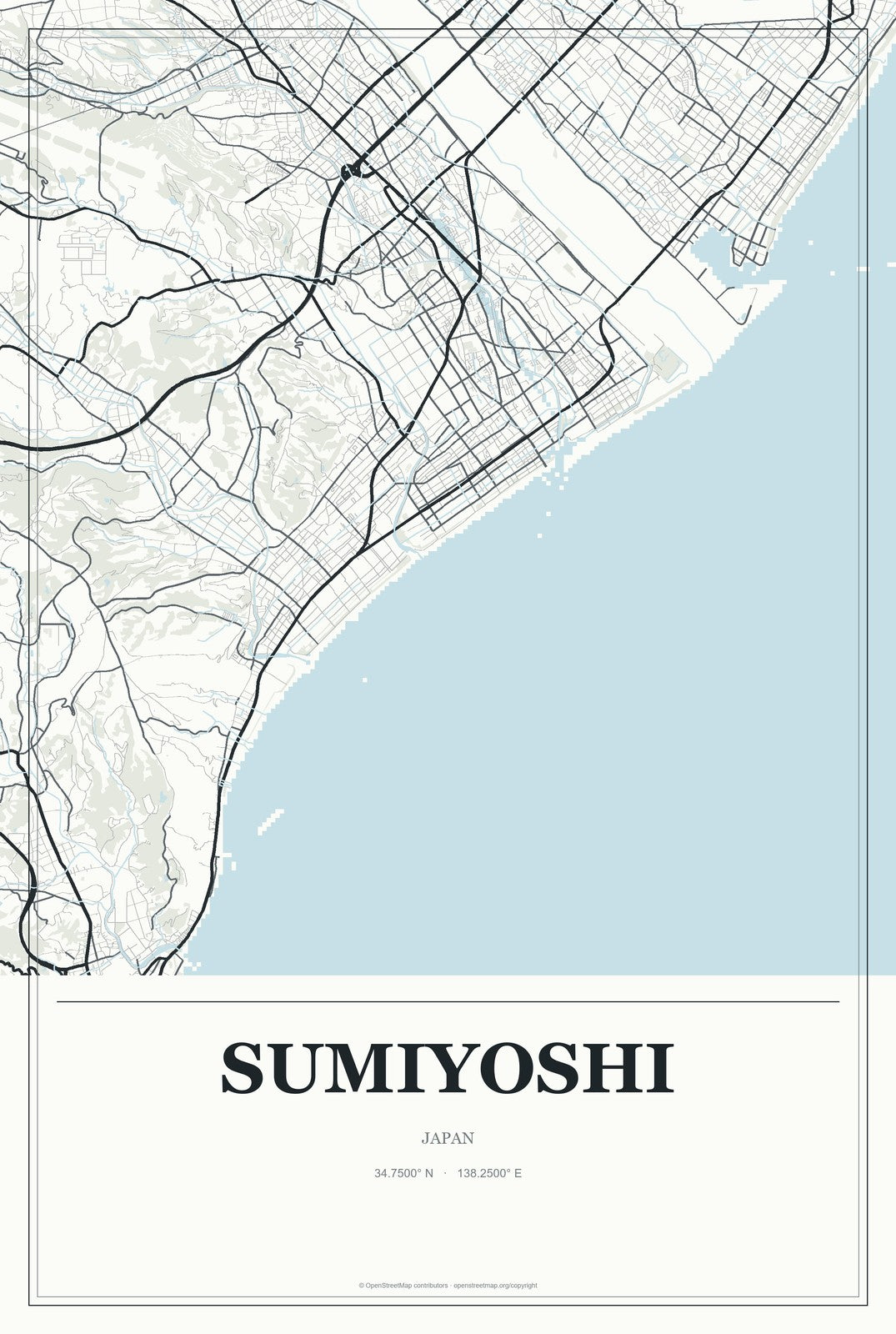 Sumiyoshi, Japan City Map Aluminum Sign in Gallery Air style