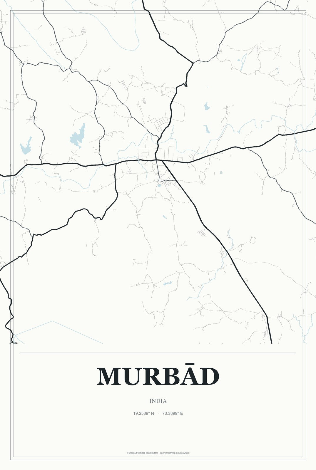 Murbād, India City Map Aluminum Sign in Gallery Air style
